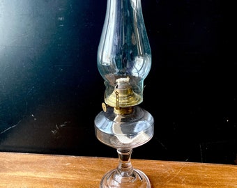 Lámpara de aceite de vidrio prensado - vidrio transparente - lámpara de queroseno - lámpara de vidrio de granja con decoración rústica