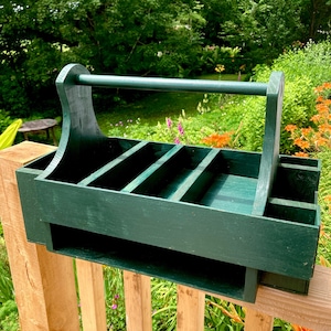 Farmhouse green wood garden tool tray handmade  serving tray kitchen organizer office bathroom storage handmade
