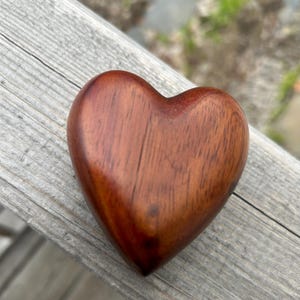 Small wood heart box sliding lid hand carved heart shape trinket box jewelry box