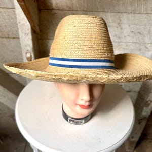 Straw sun hat cowboy hat - boho - rockabilly - woven womans small