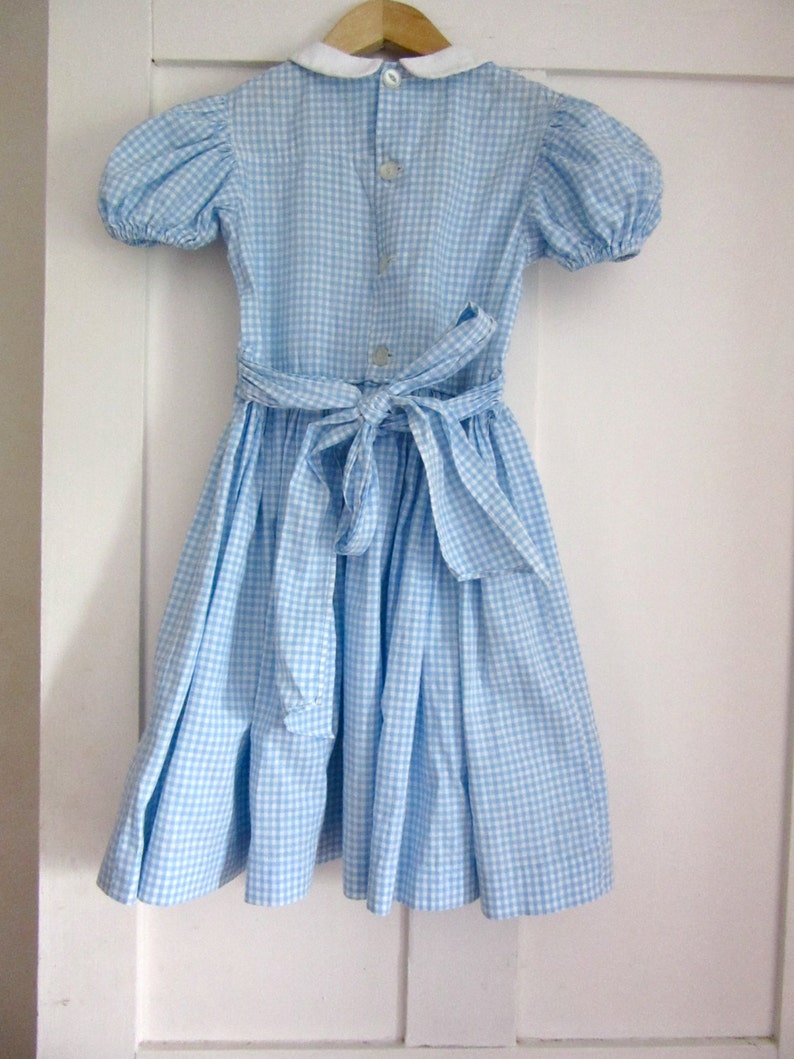 Girls Vintage Dress Size Blue Floral Print Check | Etsy