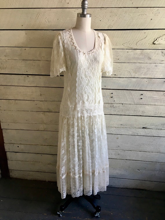 chinese dress ladies Miss Circle Women's Sacha White Lace Drop Waist Corset Puffy Mini Dress - White