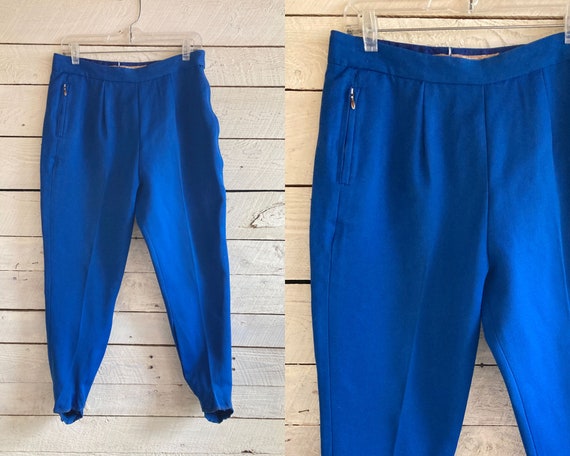 60s Royal blue Stirrup Ski Pants Stretch High Waist S… - Gem