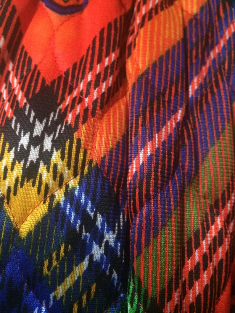 Dome Buttons Colorful Loungewear by Danville Quilted Maxi Skirt 70s Long Skirt