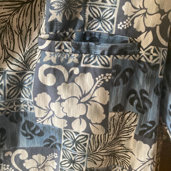 Vintage Hawaiian mens blue gray floral geometric … - image 8