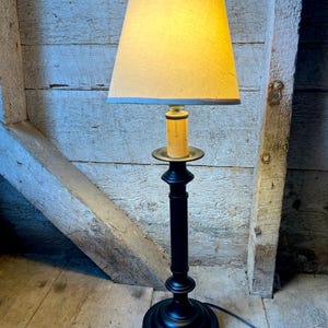 Toleware lamp black metal lamp farmhouse decor candlestick lamp tall table lamp