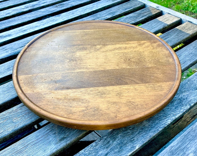 Mid Century 60s Wood Lazy Susan Plate Party Appetizer Tray Etsy