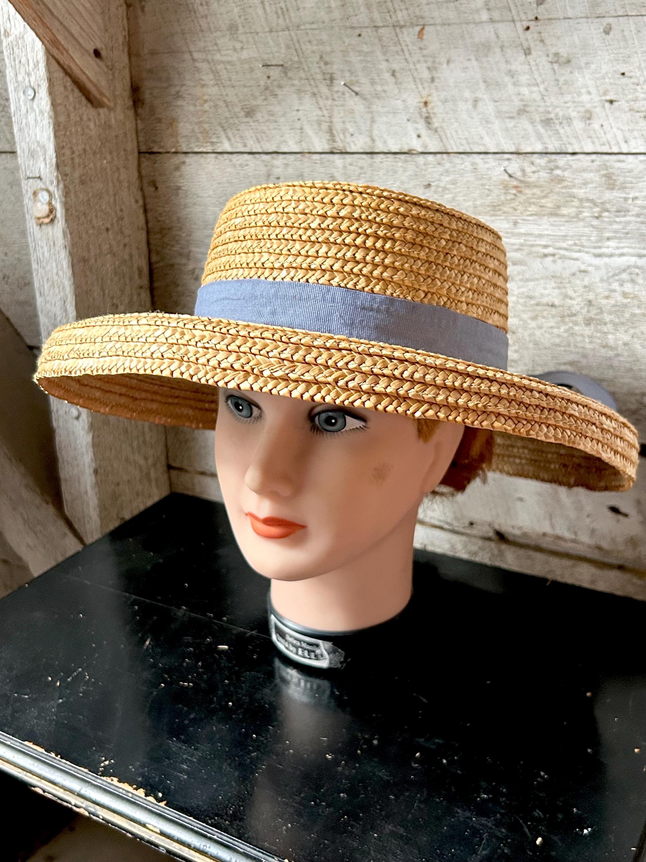 April Cornell Natural Straw Sun Hat with Blue Ribbon Willow Crossley Straw Garden Hat with Blue Ribbon | At Home main image 3