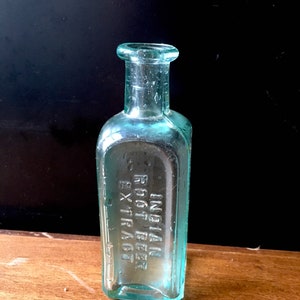 3 Blue Green Antique Glass Bottles - Root Beer Extract - 20s - Small ...