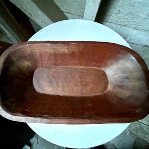 Farmhouse wood dough bowl hand carved oblong bowl fruit bowl
