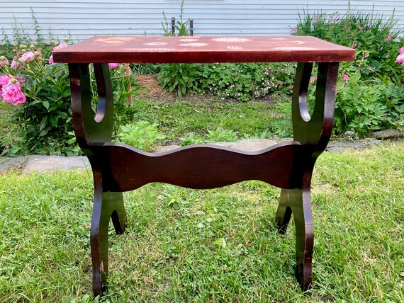 30s farmhouse wood side table plant stand handmade end table rustic distressed top