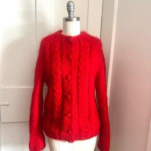 Vintage 1960s Mohair Wool Cardigan Hand Knit by Tam Italia Vintage 1960s Mohair Wool Cardigan Hand Knit by Tam Italia