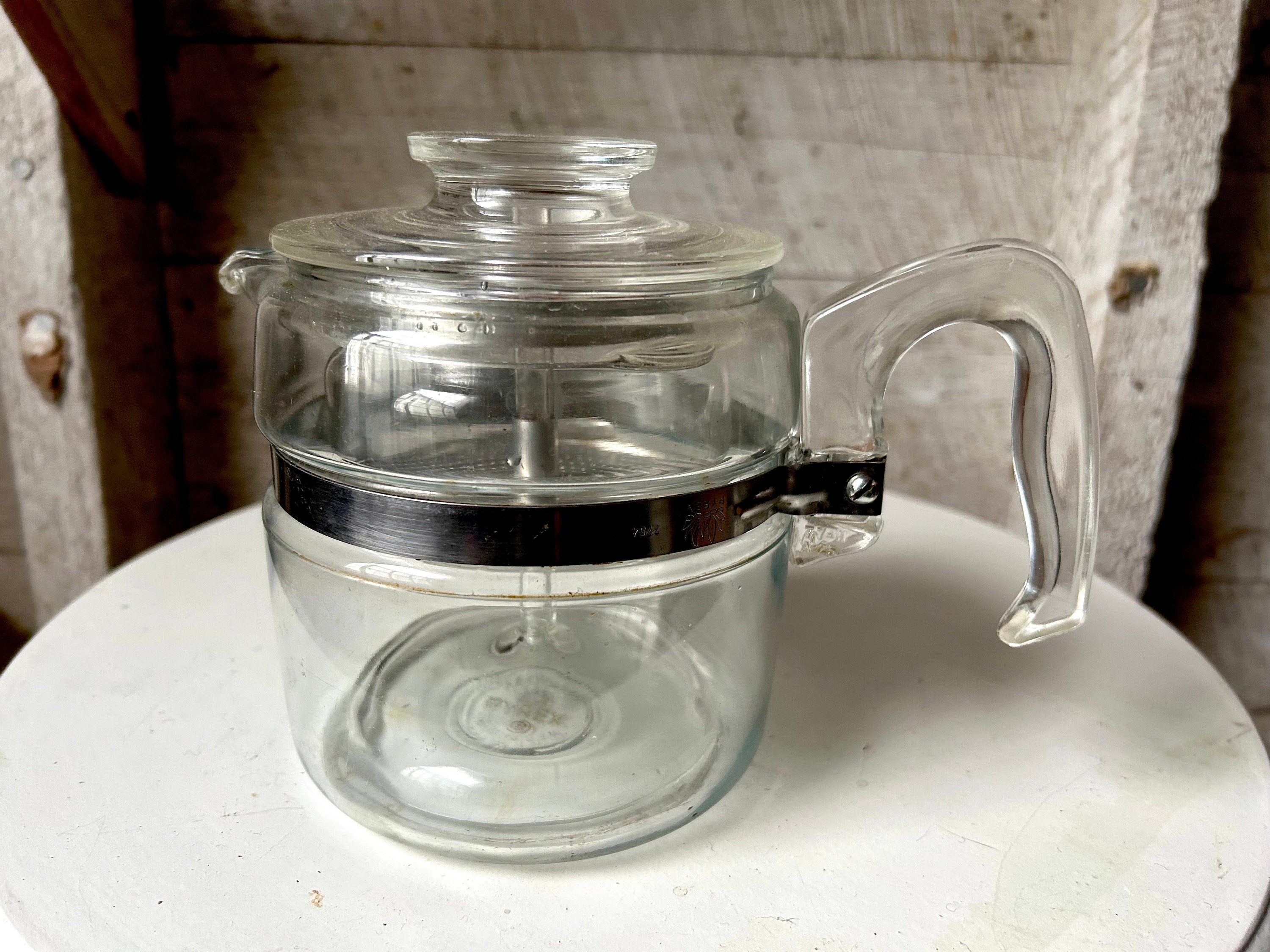 PYREX Flameware 4 Cup Glass Coffee Pot Coffee Percolator All Parts 7754  Vintage Coffee Carafe Retro by Corning Tea Pot Teapot 