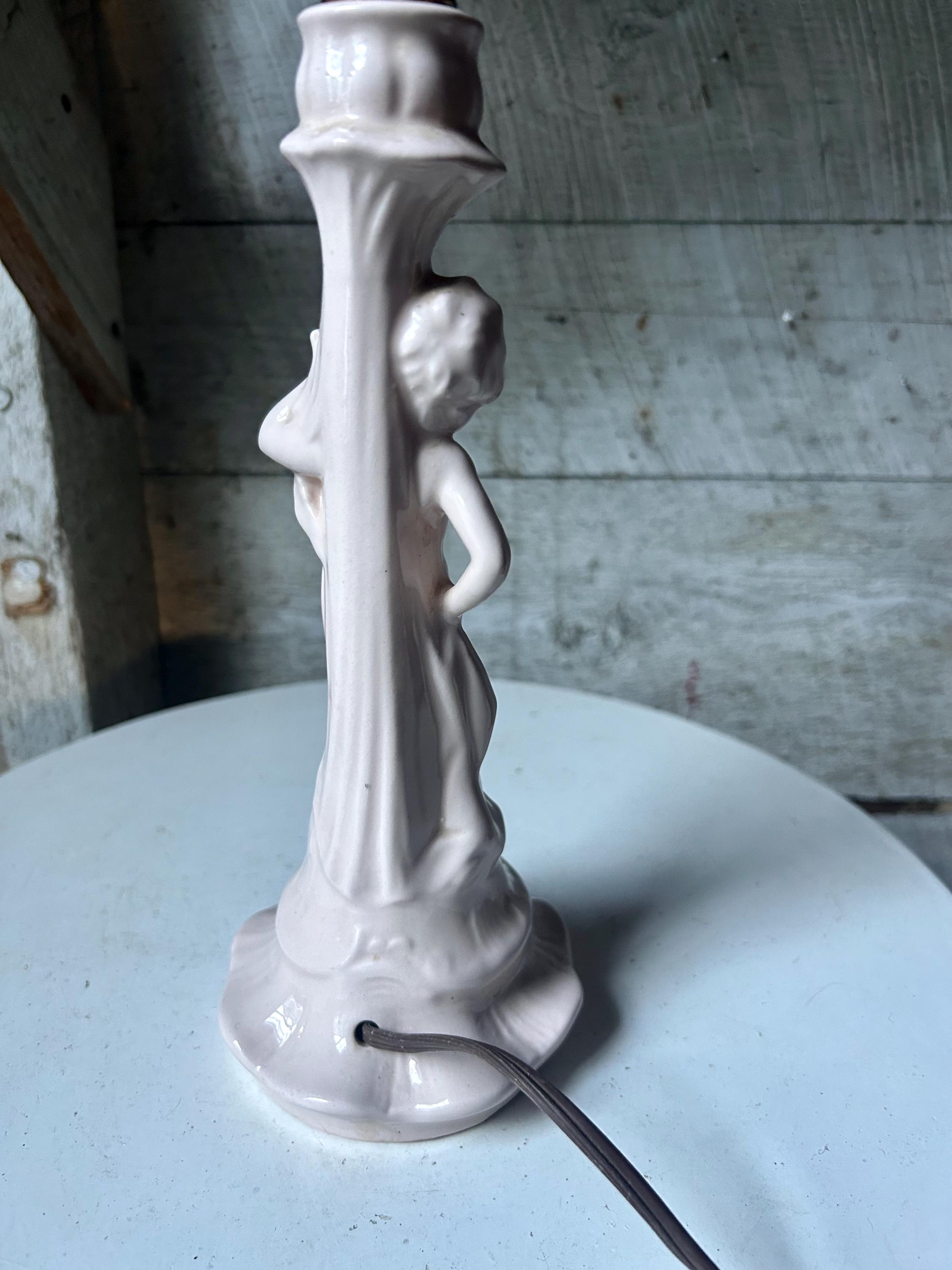 天使の置物ランプ - ピンクの私室ランプ - キッチュ - セラミック