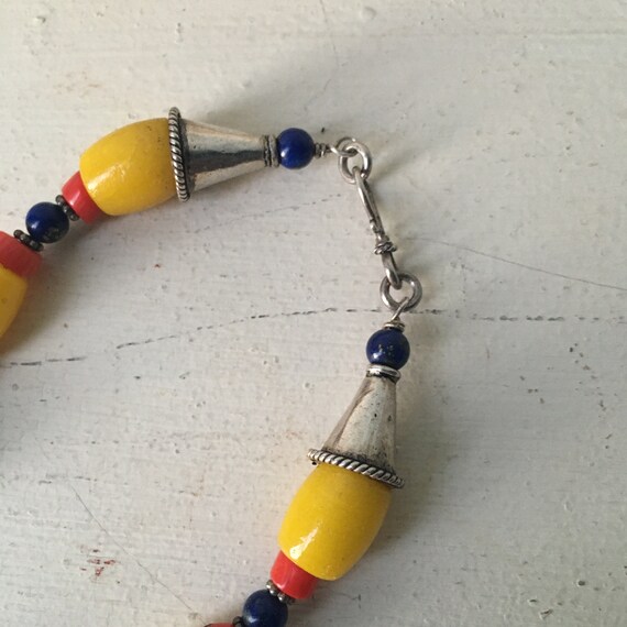 Ethnic yellow bead necklace - hippie necklace -bo… - image 8