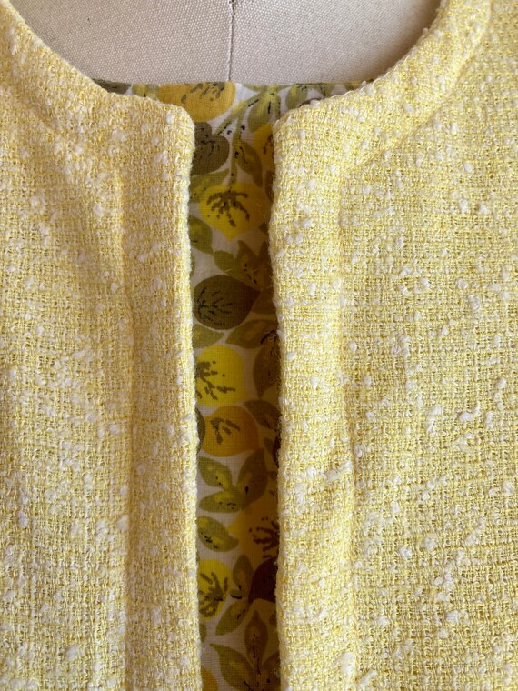 60s Yellow cotton floral print skirt tank jacket … - image 9