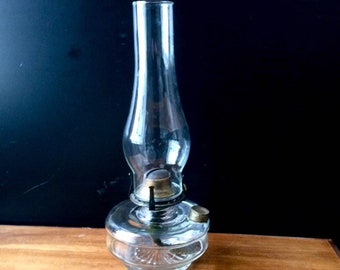 Pressed glass oil lamp - clear glass - kerosene lamps - glass lamps