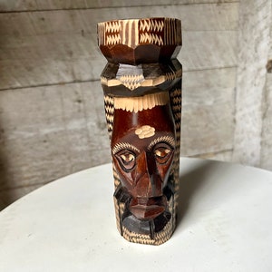 Jamaica wood  hand carved tribal sculpture shelf décor ethnic