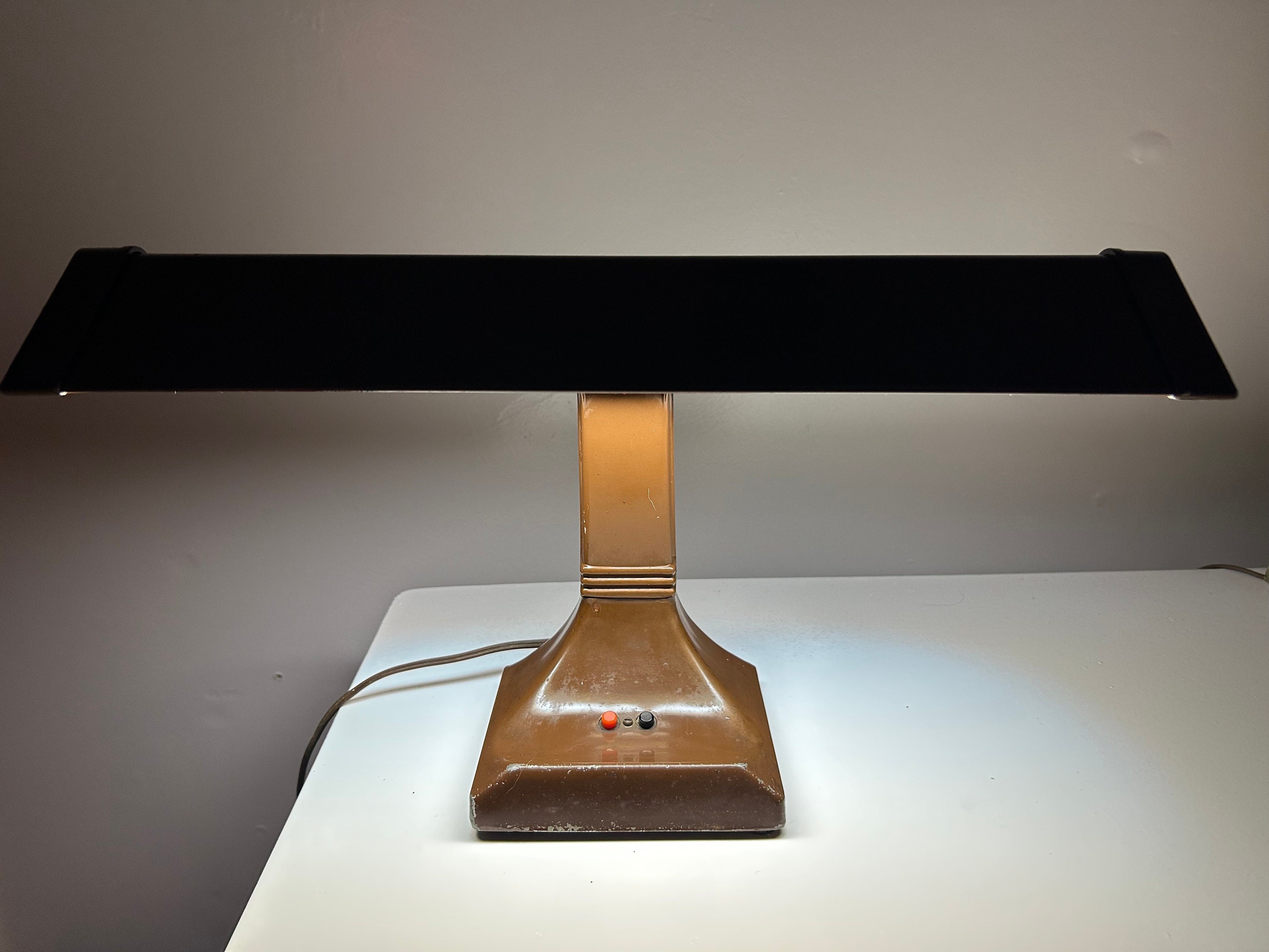 50s 60s Brown Metal Desk Lamp Mid Century Fluorescent Bulb