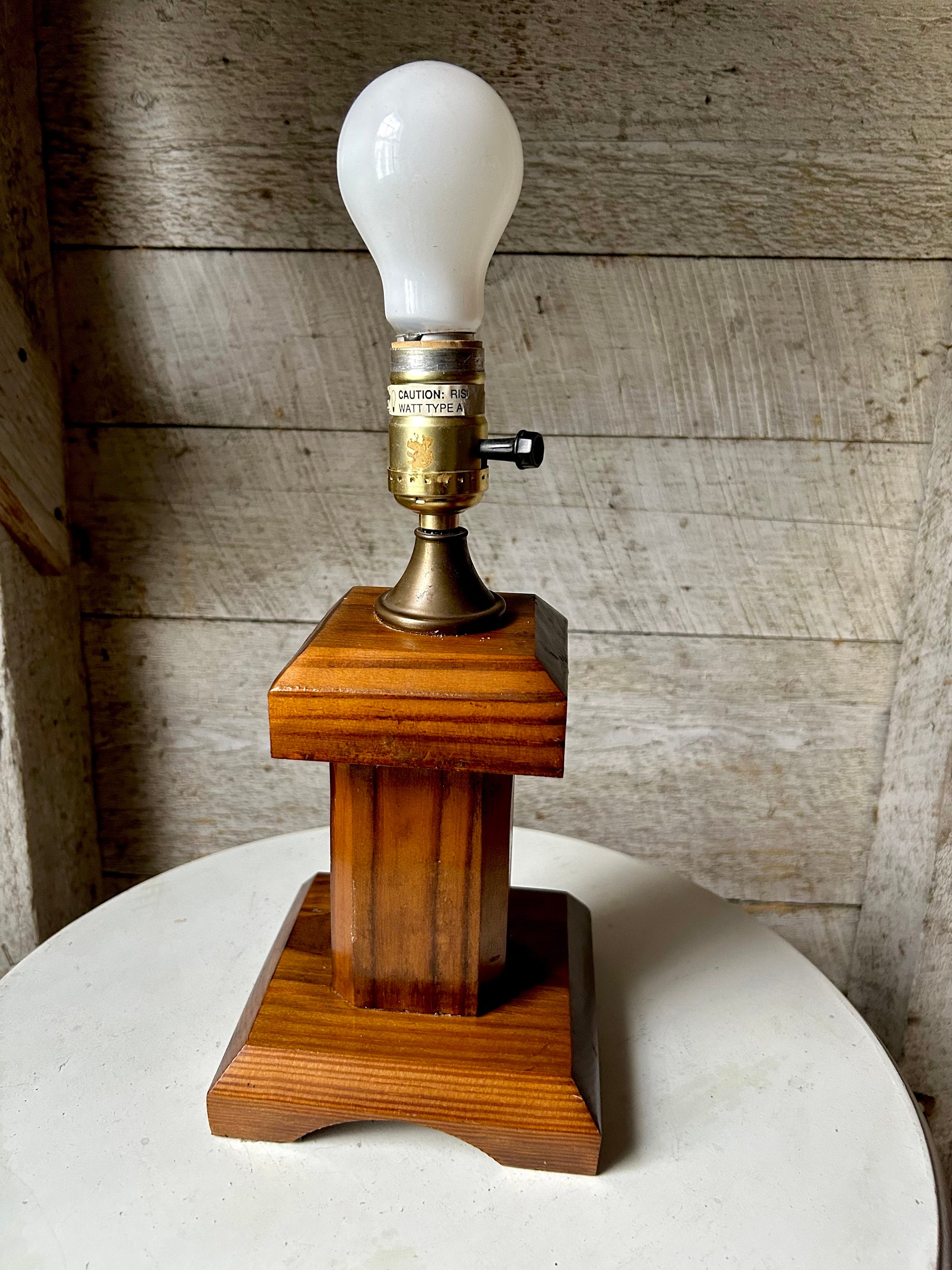 50s Handmade Wood Table Lamp - Mid Century 1950s Wooden Lamp 