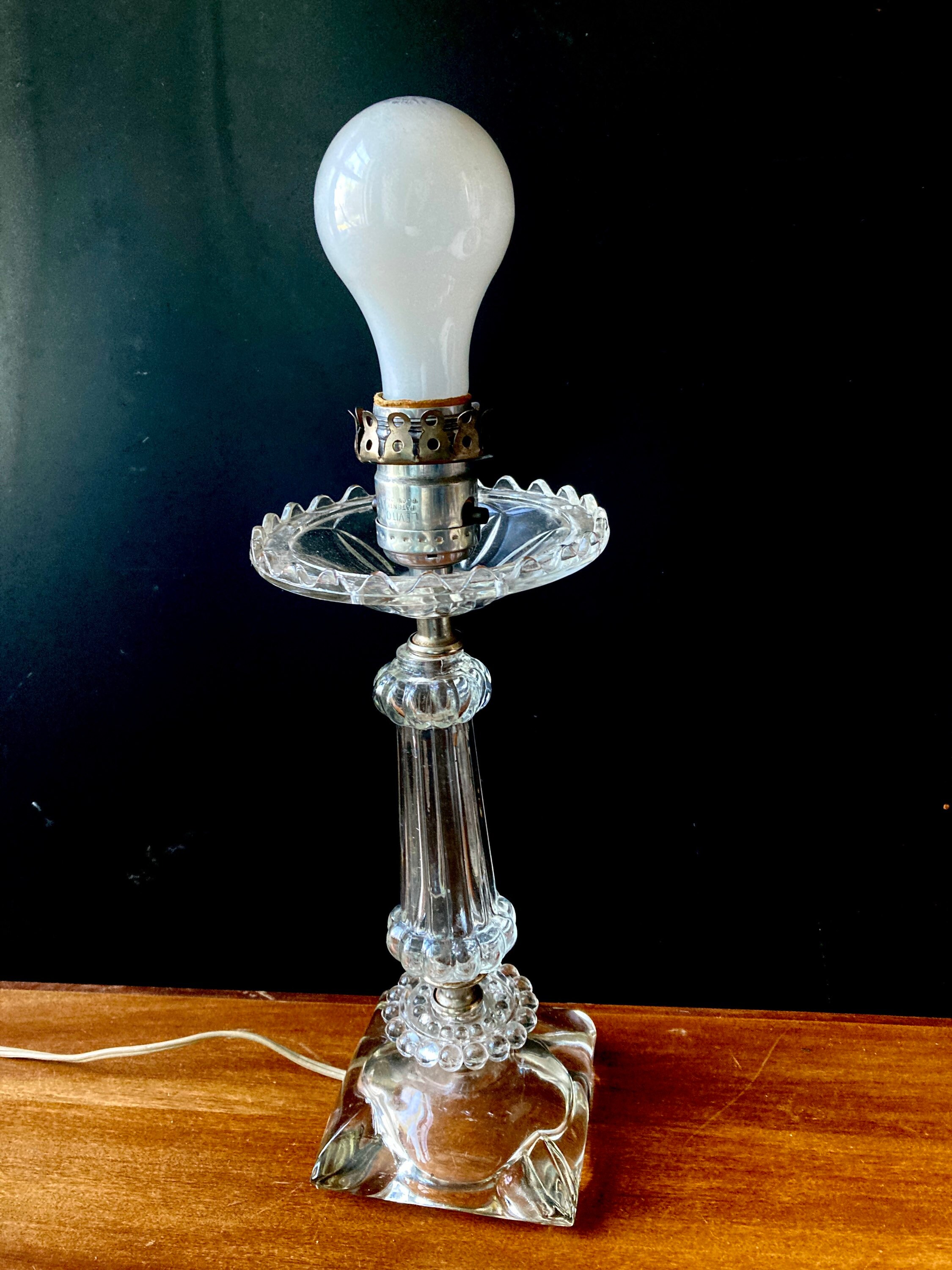 40s Clear Hobnail Glass Table Lamp Boudoir Lamp Crystal Lamp