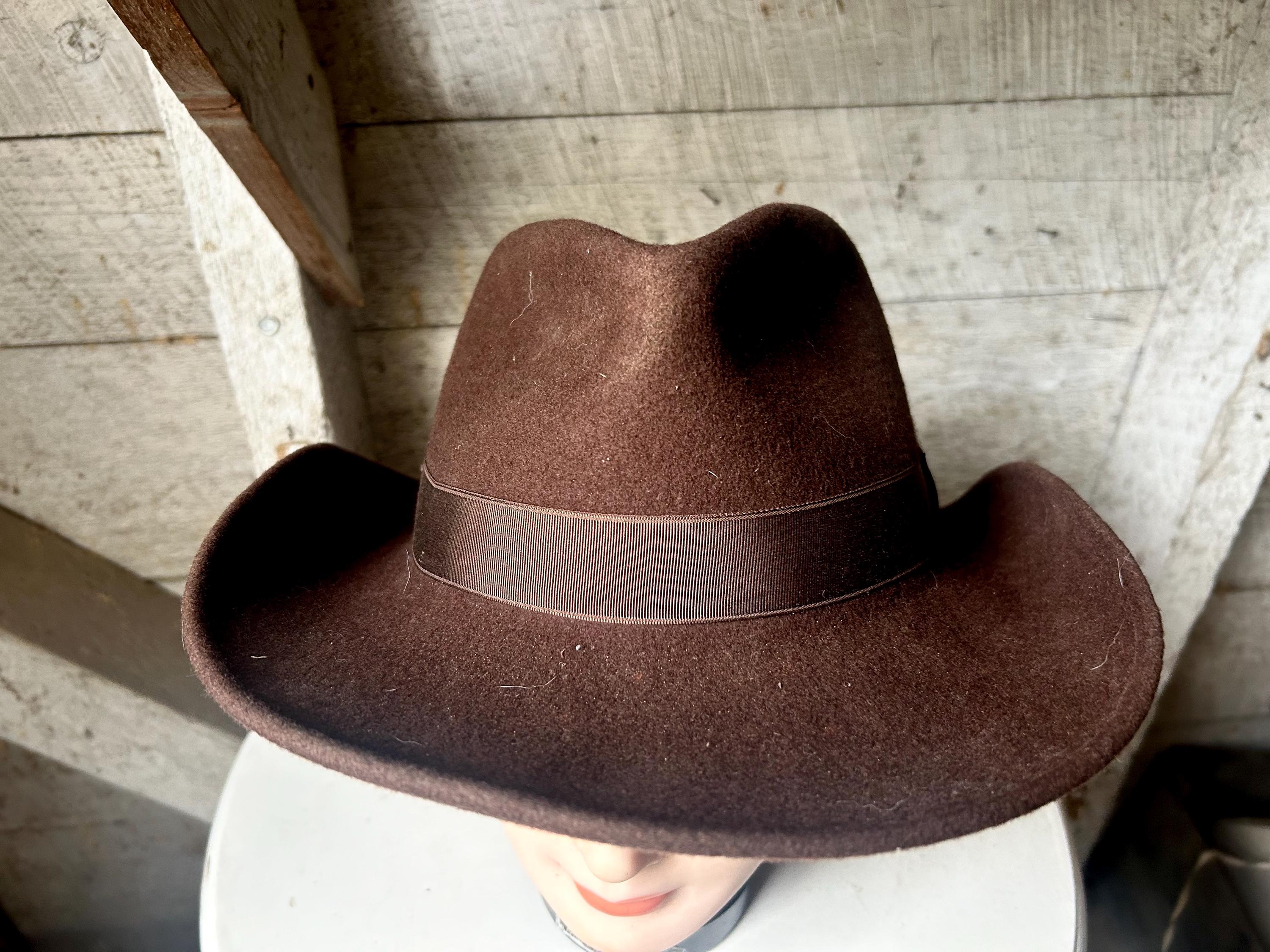 EMS ウールフェルトハット ブラウン クラッシャブルグログランリボン