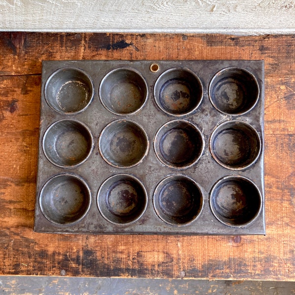 Antike muffin Dose Bauernhaus Wand Dekor Mini Muffins 12 muffins rustikal