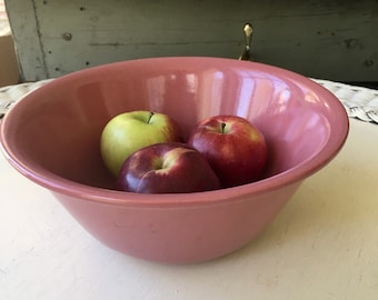 Large dusty rose ceramic bowl