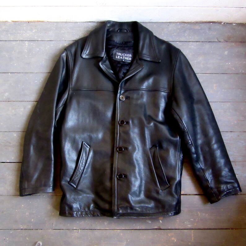 Men S Black Leather Jacket Car Coat Heavy Zip In Lining Insulated
