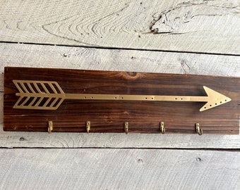 Arrow coat  rack - rustic decor - farmhouse metal arrow 5 hooks