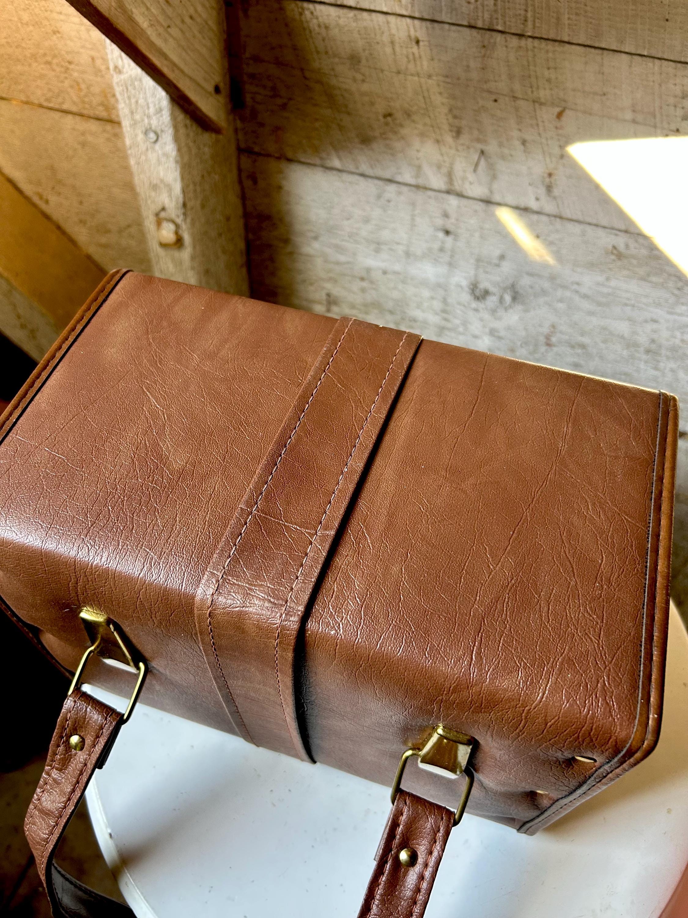 70s Vintage Camera Bag Sections Faux Leather Vinyl Large Made in