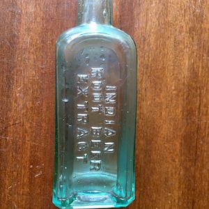 3 Blue Green Antique Glass Bottles - Root Beer Extract - 20s - Small ...