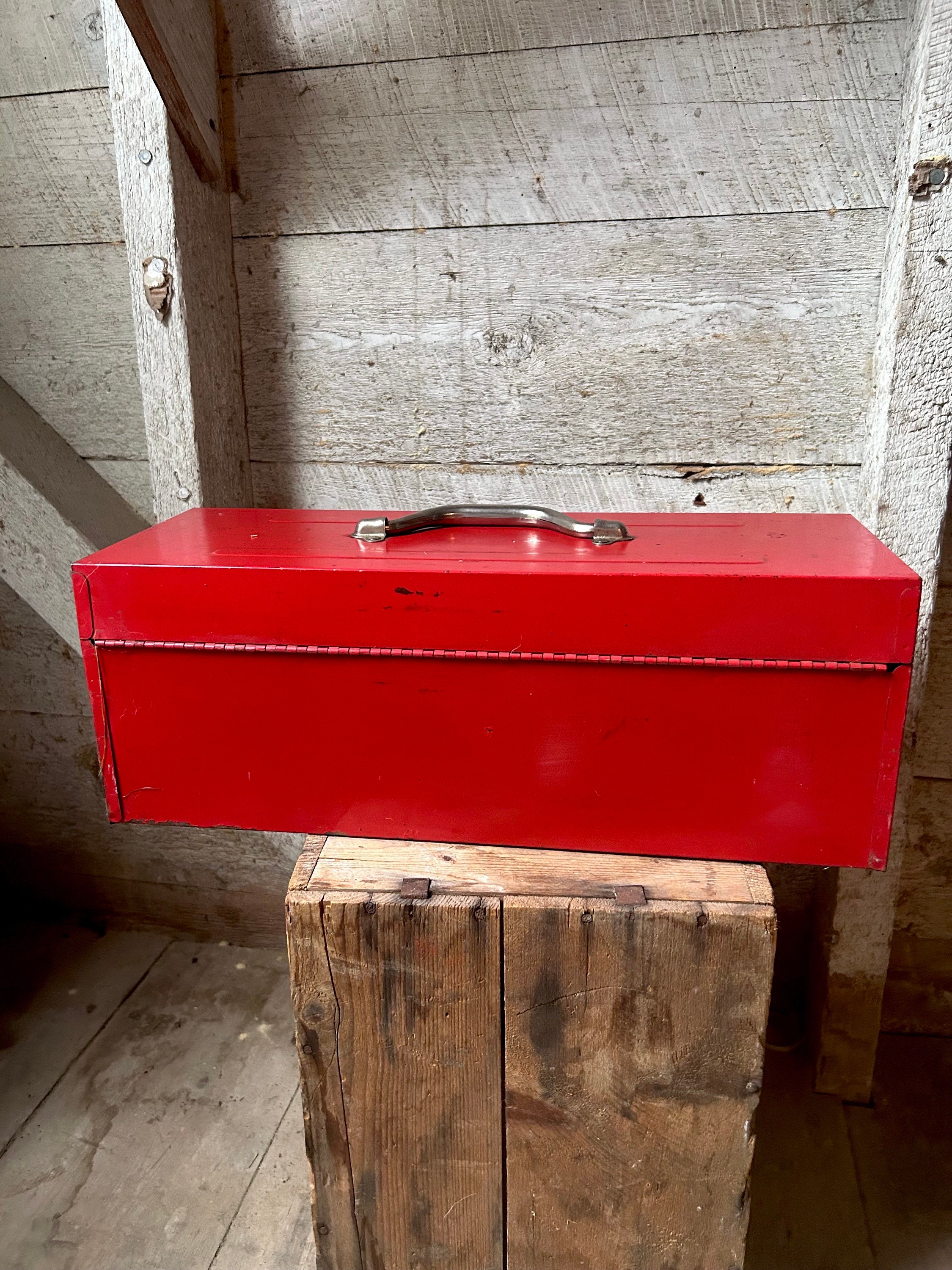 ツールボックス 金属製 赤 アンティーク調 ツールボックス 収納 工業用