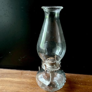Hob nail glass oil lamp - clear glass - kerosene lamps - glass lamps