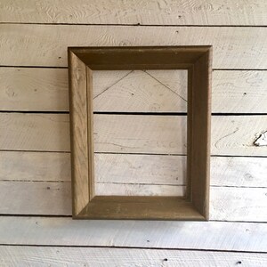 Wood frame rustic primitive - picture frame - farmhouse - antique gold distressed - wall decor