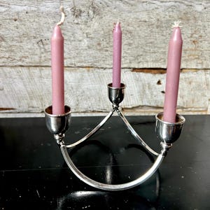 Candelabro plateado de diseño escandinavo moderno de mediados de siglo con 3 candelabros daneses modernos