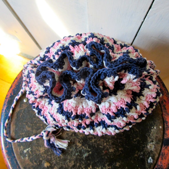 60s Cotton Hand Crochet Bag - Mercerized Cotton -… - image 5