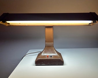Vintage Mobilite Brown Fluorescent Desk Lamp Mid Century