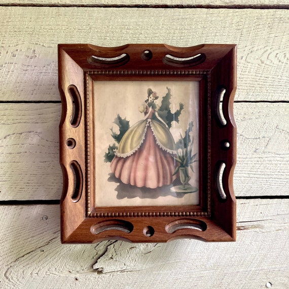 40s 50s Wood Frame Small Frame Cut Out Flare Design Mid Century