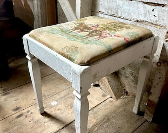 White wood stool farmhouse country decor furniture sturdy