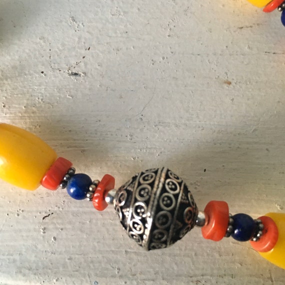 Ethnic yellow bead necklace - hippie necklace -bo… - image 6