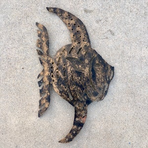 Brutalist Mid Century fish wall art Curtis Jere style metal relief sculpture - wall hanging -art
