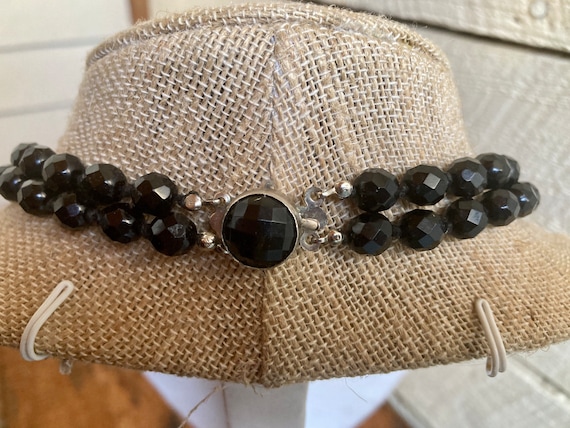 Black Austrian crystal faceted bead double neckla… - image 4