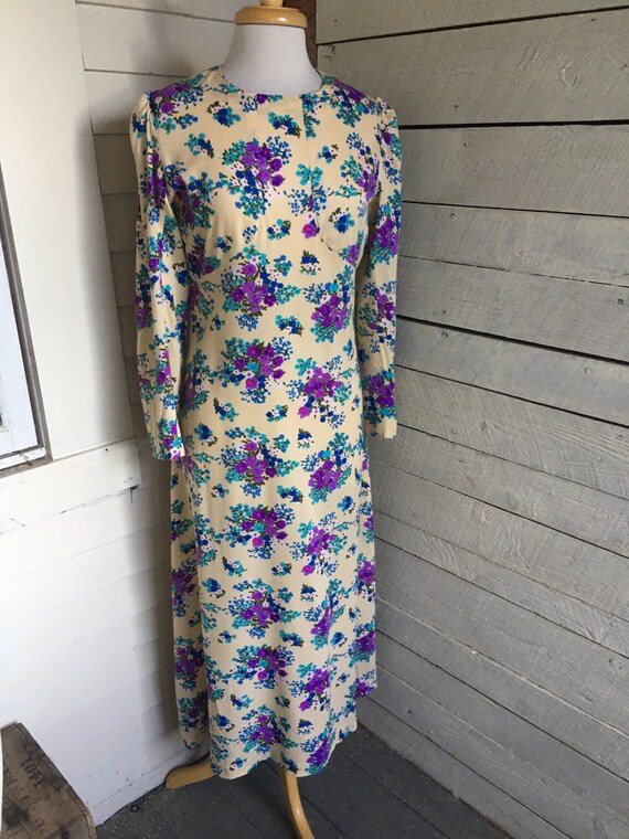 70s floral maxi dress - long sleeves - handmade -… - image 3