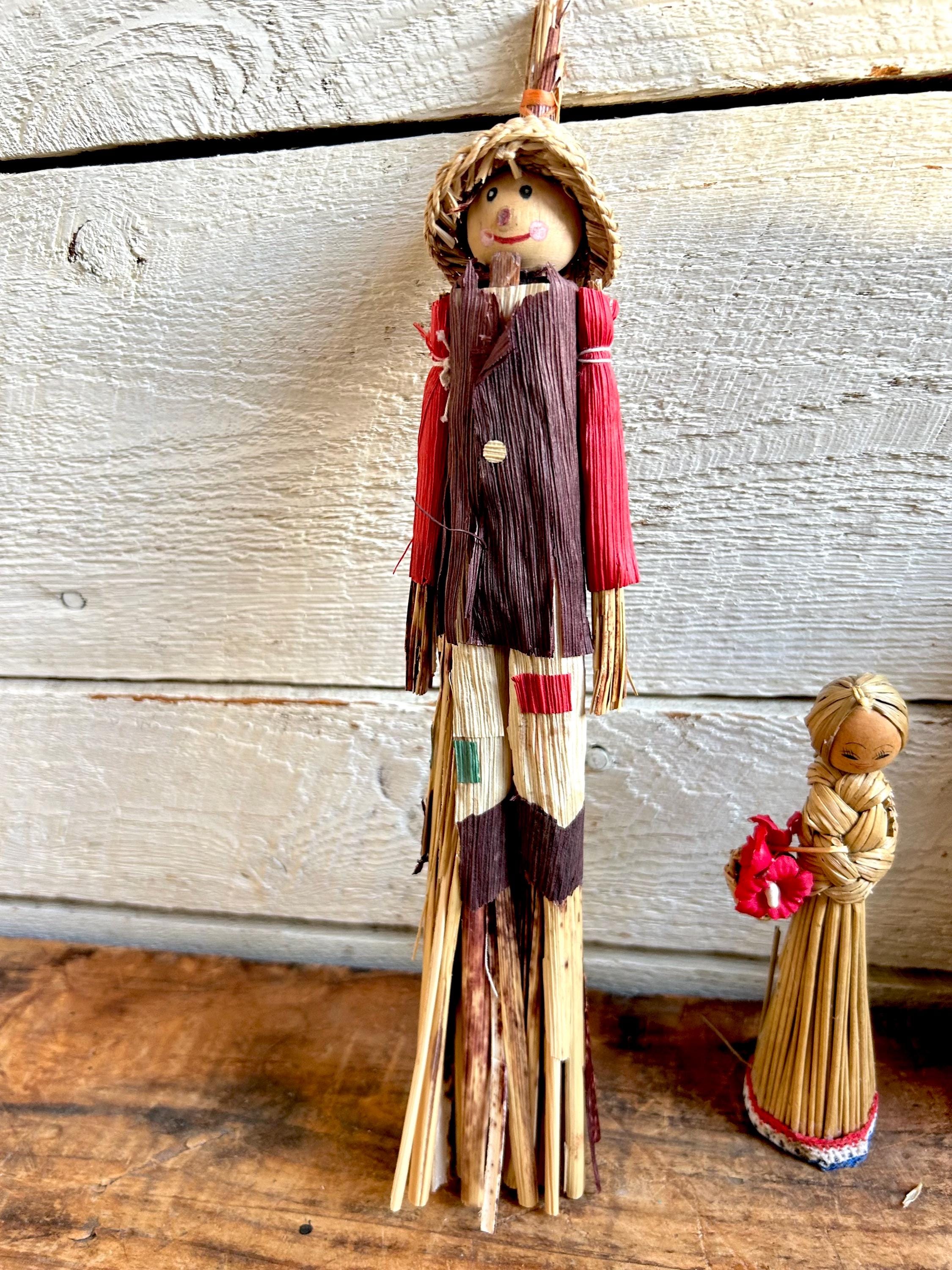 Rustic Dolls 4 Cornhusk Dolls Farmhouse Decor Rustic Primitive Handmade Scarecrow ...