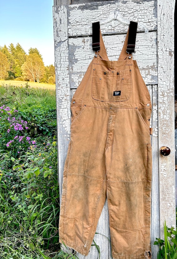 Tan mens work overalls - insulated quilted lining 