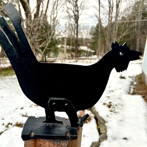 Farmhouse black cast iron rooster blacksmith created chicken sculpture kitchen shelf decor door stop heavy industrial handmade