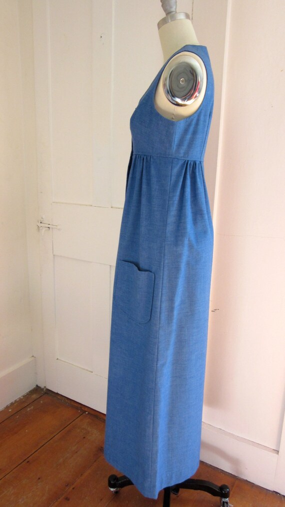 1970s Blue Jumper - Maxi Dress - Heather Weave Fa… - image 4