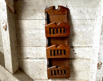 Farmhouse wood mail holder handmade hangs on wall storage 3 slots key holder