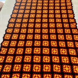 Couverture grand-mère au crochet en laine afghane faite à la main, jetée au crochet